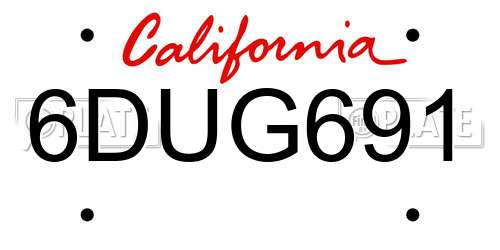 6DUG691 California License Plate