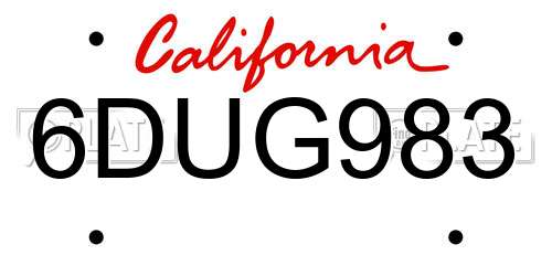 6DUG983 California License Plate