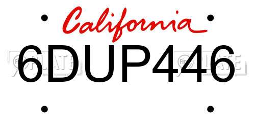 6DUP446 California License Plate
