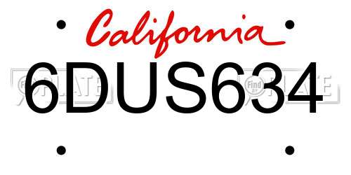 6DUS634 California License Plate