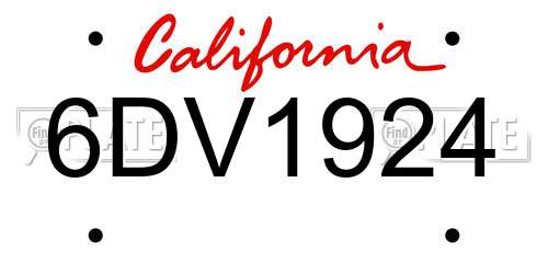 6DV1924 California License Plate