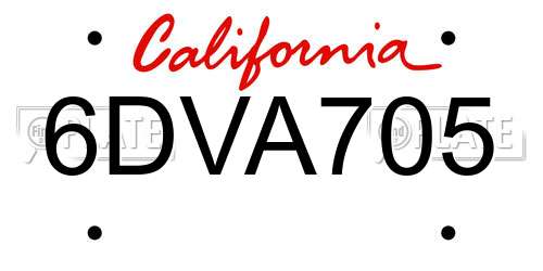 6DVA705 California License Plate