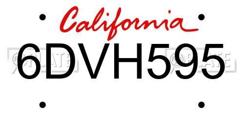6DVH595 California License Plate