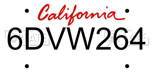 6DVW264 California License Plate