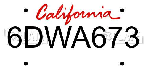 6DWA673 California License Plate