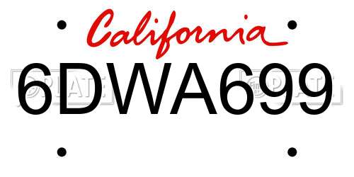 6DWA699 California License Plate