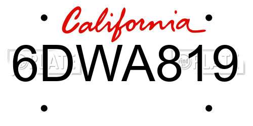 6DWA819 California License Plate