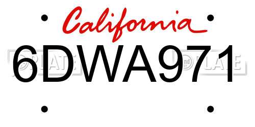 6DWA971 California License Plate
