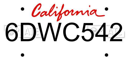 6DWC542 California License Plate