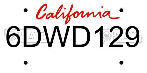 6DWD129 California License Plate