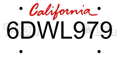 6DWL979 California License Plate