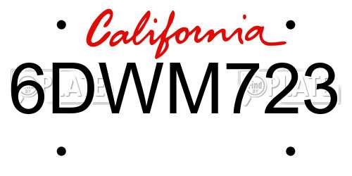 6DWM723 California License Plate