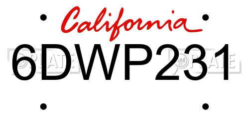6DWP231 California License Plate