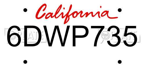 6DWP735 California License Plate