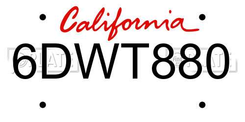 6DWT880 California License Plate