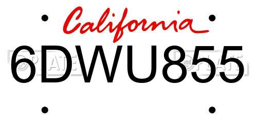 6DWU855 California License Plate