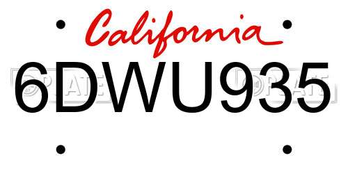 6DWU935 California License Plate