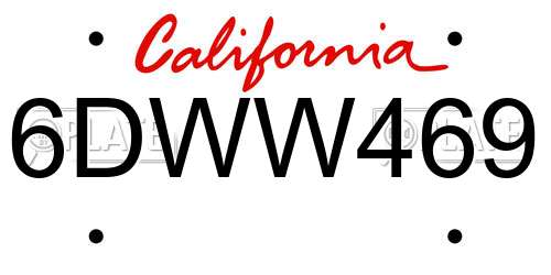 6DWW469 California License Plate