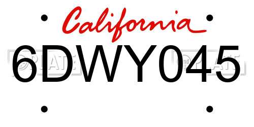 6DWY045 California License Plate