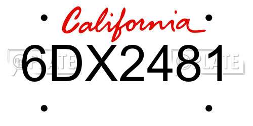 6DX2481 California License Plate