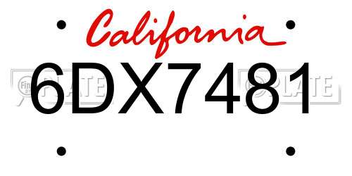 6DX7481 California License Plate