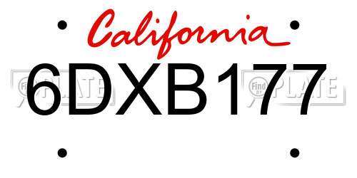 6DXB177 California License Plate