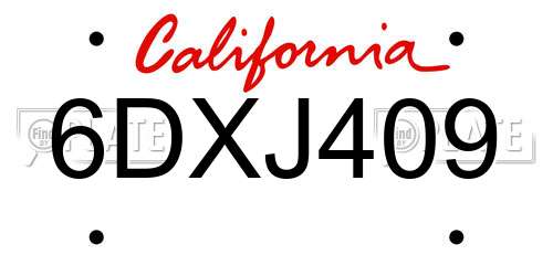 6DXJ409 California License Plate