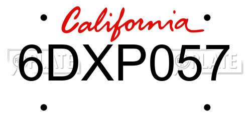 6DXP057 California License Plate