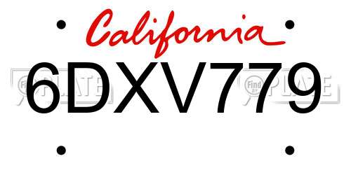 6DXV779 California License Plate