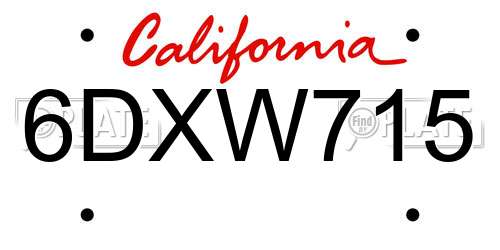 6DXW715 California License Plate