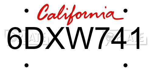 6DXW741 California License Plate