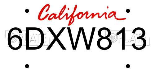 6DXW813 California License Plate