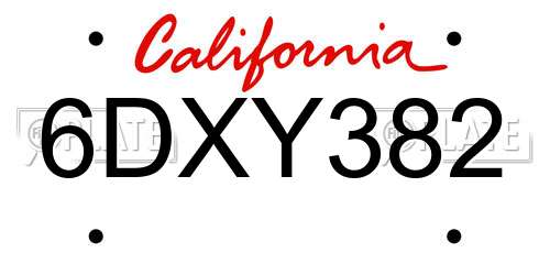 6DXY382 California License Plate