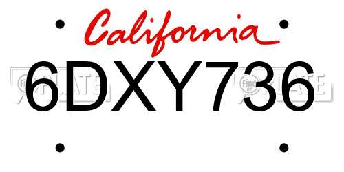 6DXY736 California License Plate