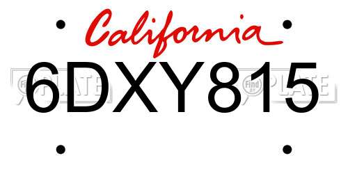 6DXY815 California License Plate