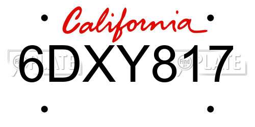 6DXY817 California License Plate