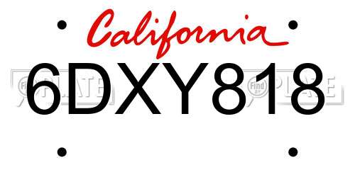 6DXY818 California License Plate
