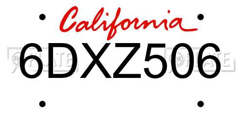 6DXZ506 California License Plate