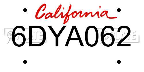 6DYA062 California License Plate