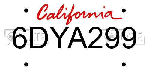 6DYA299 California License Plate