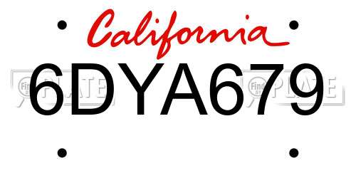 6DYA679 California License Plate