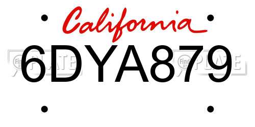 6DYA879 California License Plate
