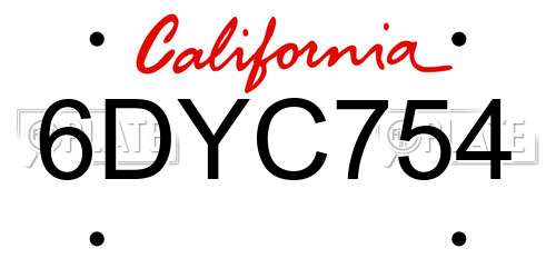 6DYC754 California License Plate