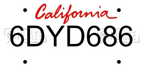 6DYD686 California License Plate