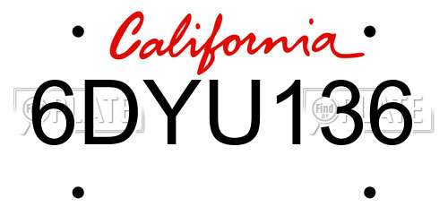 6DYU136 California License Plate