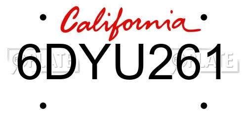 6DYU261 California License Plate