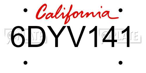 6DYV141 California License Plate