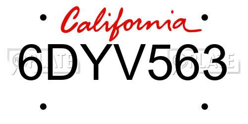 6DYV563 California License Plate