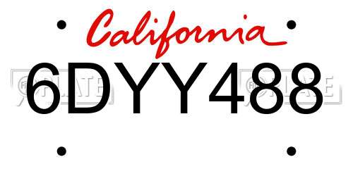 6DYY488 California License Plate