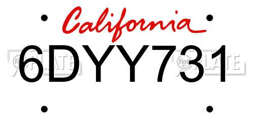 6DYY731 California License Plate